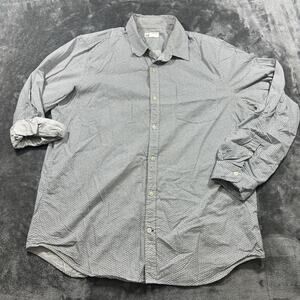 Gap Button Down Shirt Mens‎ XL White/Blue Slim Fit Collared Geometric Print